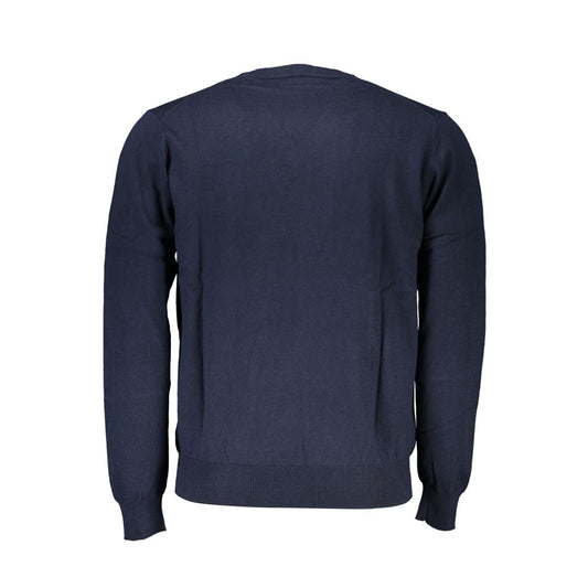 Harmont & Blaine Blauer Pullover mit V-Ausschnitt und Stickerei