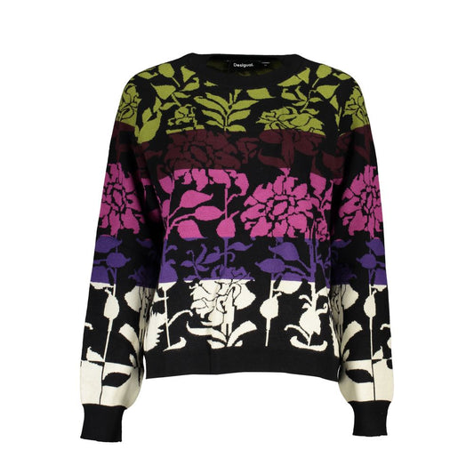 Desigual Schicker langärmeliger schwarzer Pullover mit Kontrastdetails