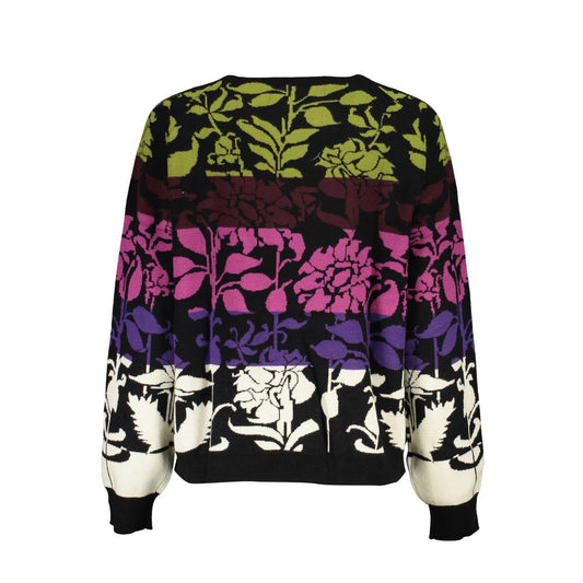 Desigual Schicker langärmeliger schwarzer Pullover mit Kontrastdetails