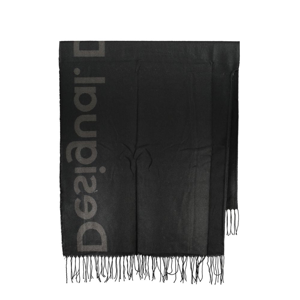 Desigual Schicker Poncho mit Kontrasteinsatz in zeitlosem Schwarz