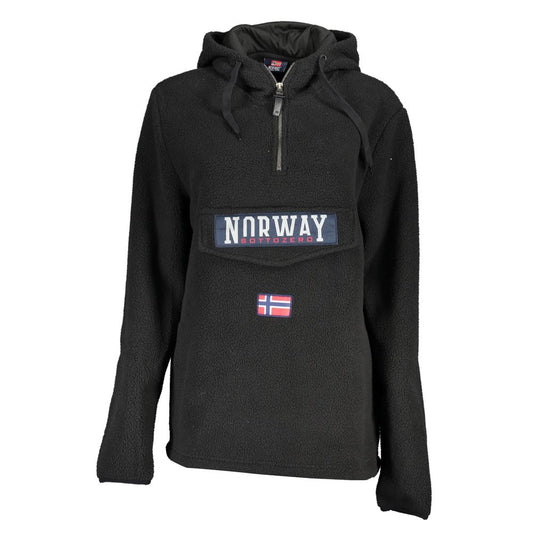 Norway 1963 Elegantes Schwarzes Sweatshirt mit Kapuze und halbem Reißverschluss