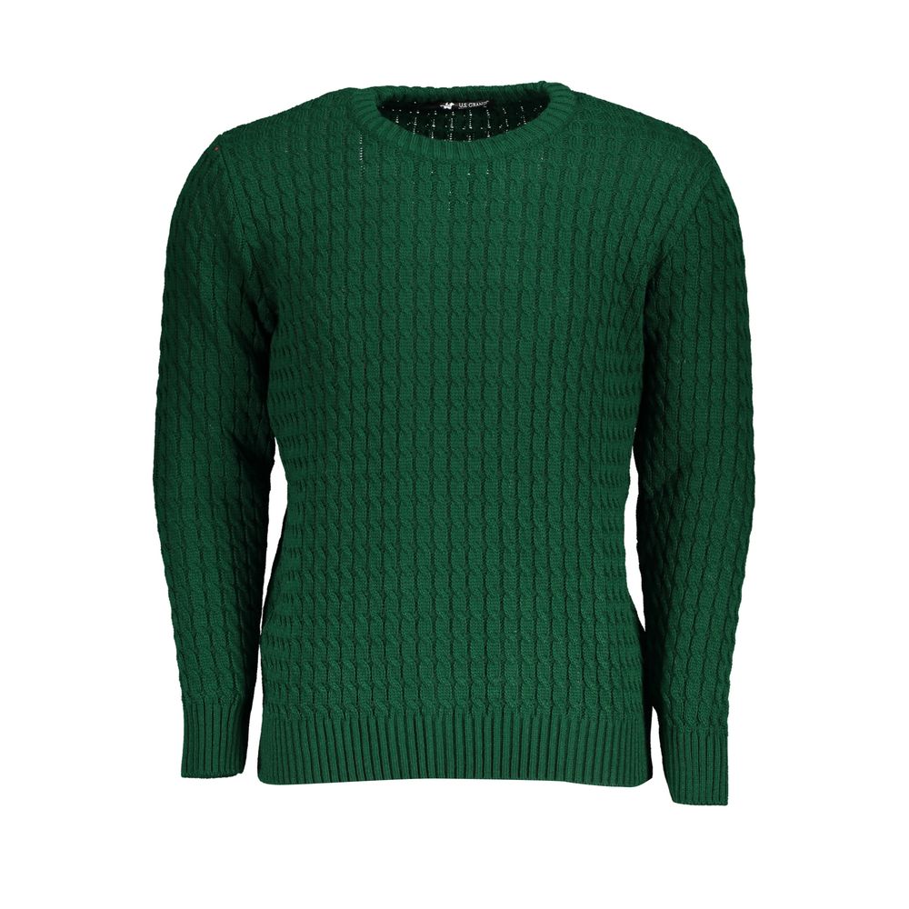 U.S. Grand Polo Grüner Pullover mit Rundhalsausschnitt und Twist-Knit