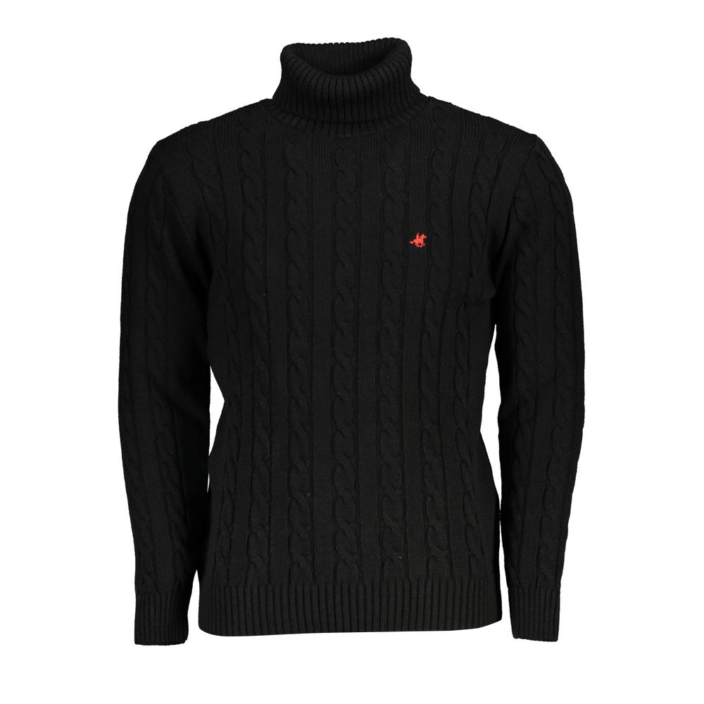 U.S. Grand Polo Eleganter schwarzer Rollkragenpullover mit Twisted-Pulli