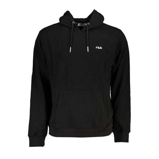 Fila Glattes schwarzes Sweatshirt mit Kapuze und Stickerei