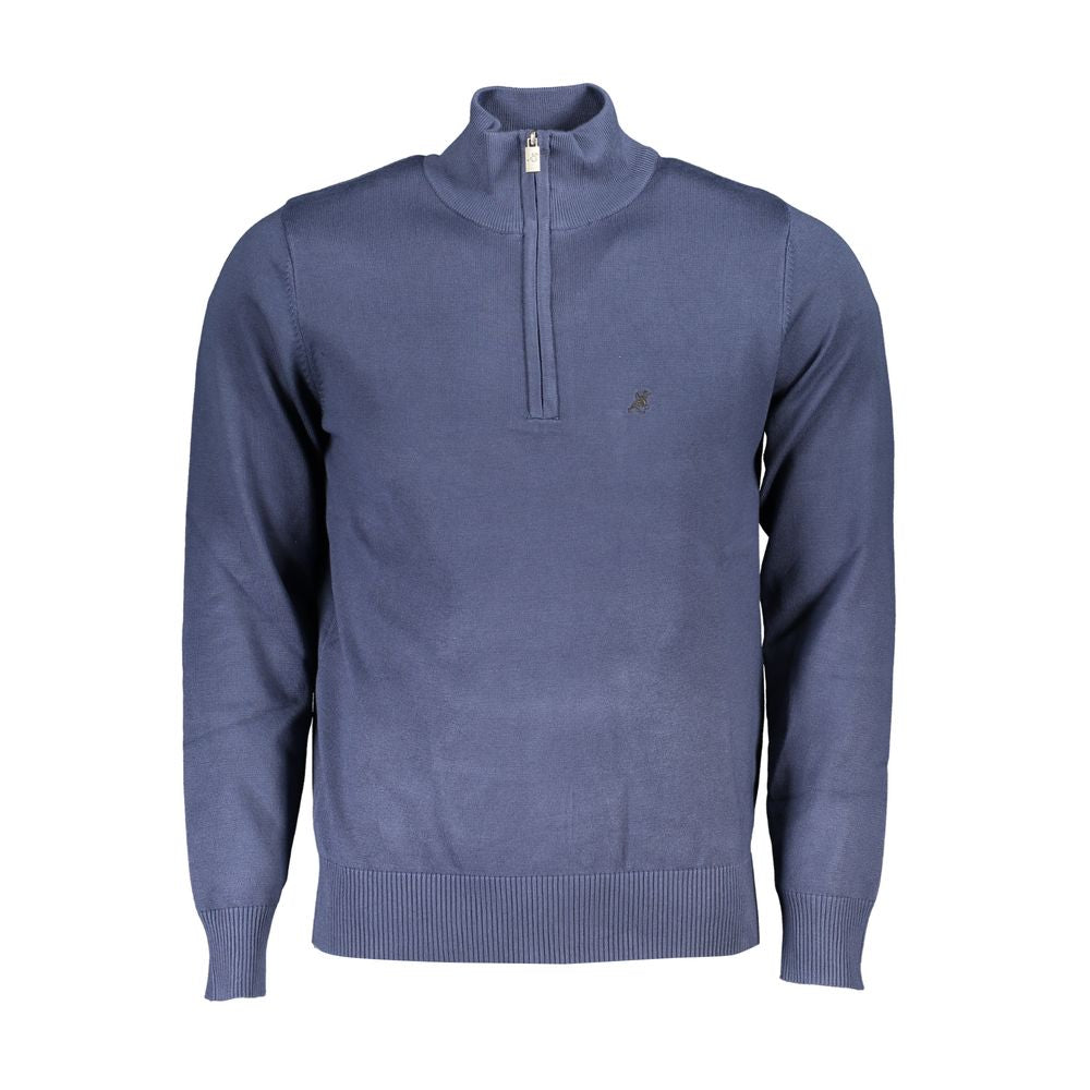 U.S. Grand Polo Eleganter blauer Pullover mit halbem Reißverschluss