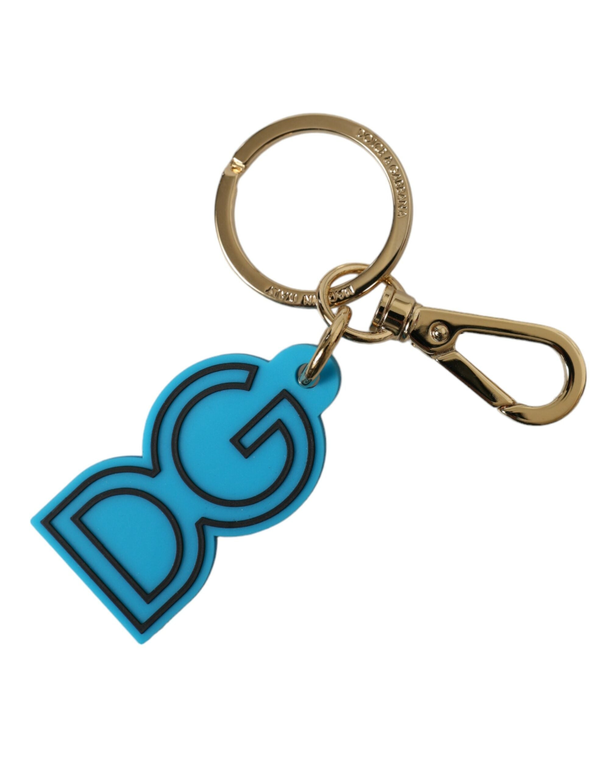 Dolce &amp; Gabbana Elegant blue and gold keychain accessory