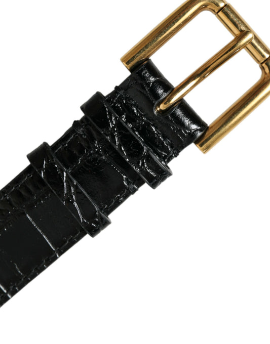 Dolce & Gabbana Elegantes Gold-Schwarzes Lederarmband