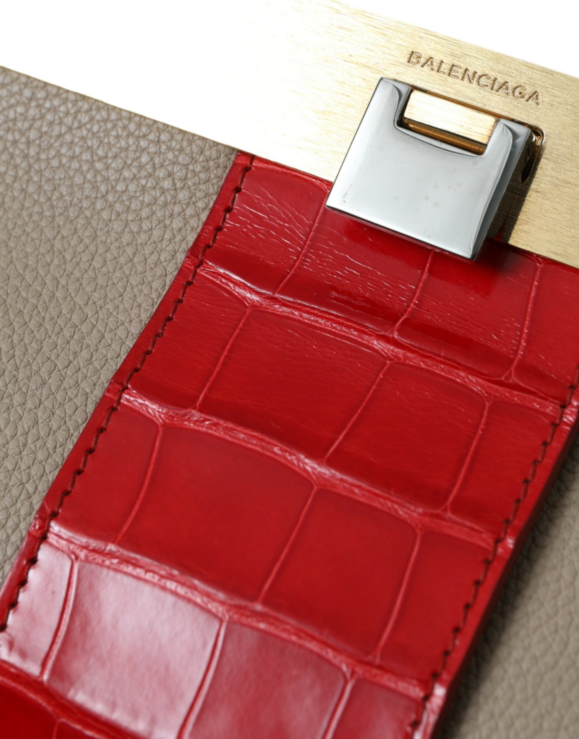 Balenciaga Two-tone exotic leather clutch