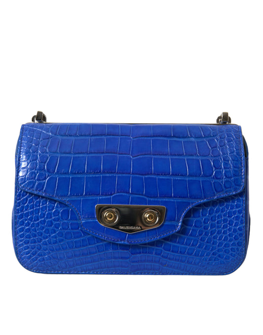 Balenciaga Mini Alligator Shoulder Bag - Elegant Blue