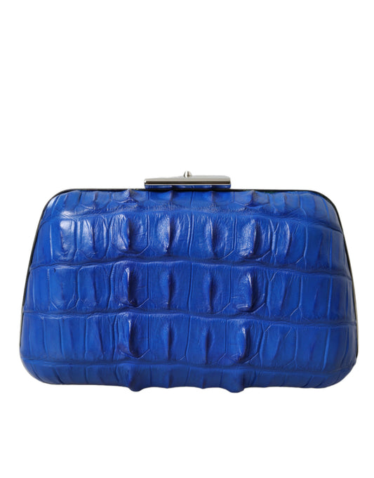 Balenciaga Electric Blue Crocodile Leather Clutch