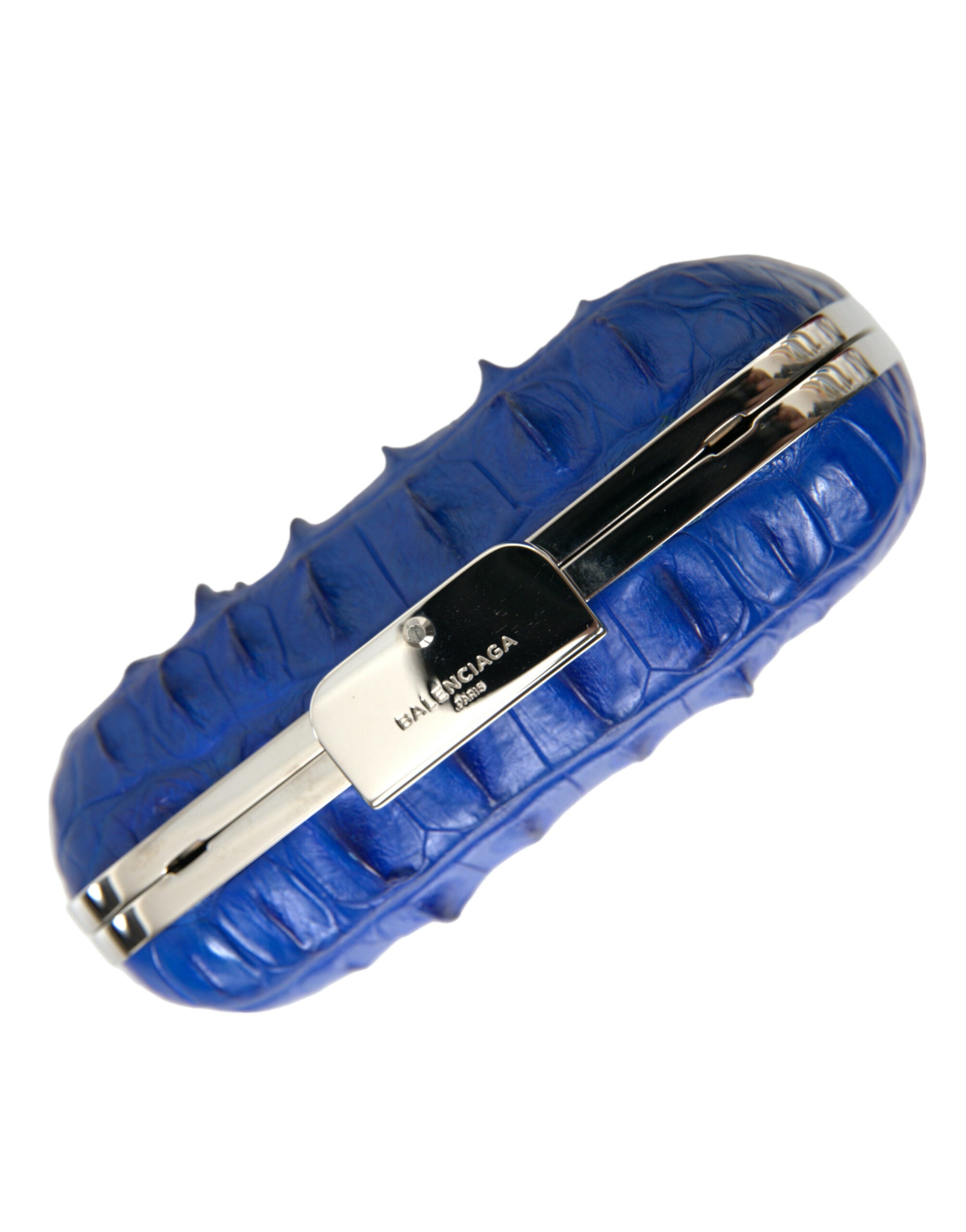 Balenciaga Electric Blue Crocodile Leather Clutch