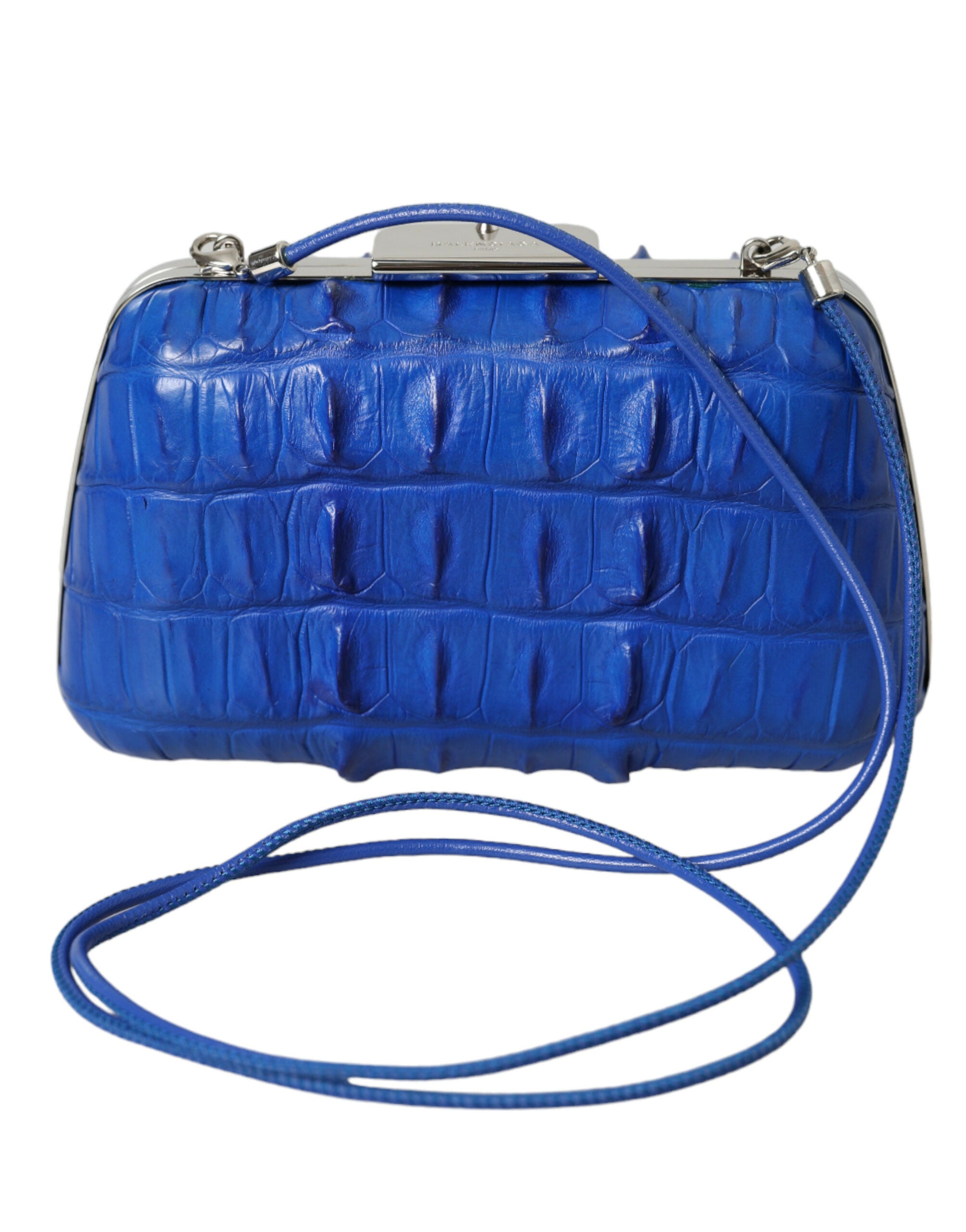 Balenciaga Electric Blue Crocodile Leather Clutch