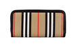 Load image into Gallery viewer, Burberry Ellerby Black Leather Icon Stripe Canvas Zip Around Continental Wallet
