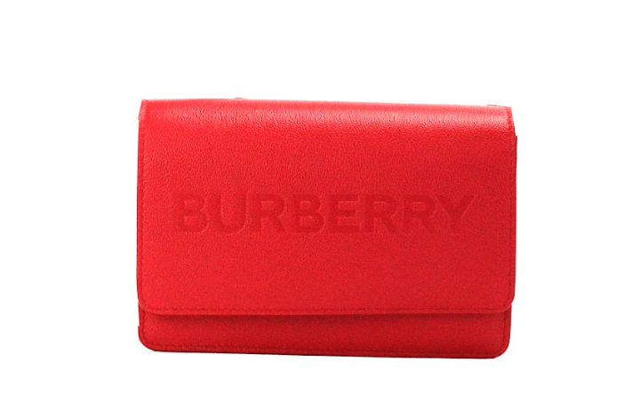 Burberry Hampshire small red crossbody bag in smooth leather with embossed logo