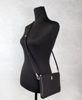 Load image into Gallery viewer, Burberry Peyton Monogram Black Leather Pouch Crossbody Bag Purse
