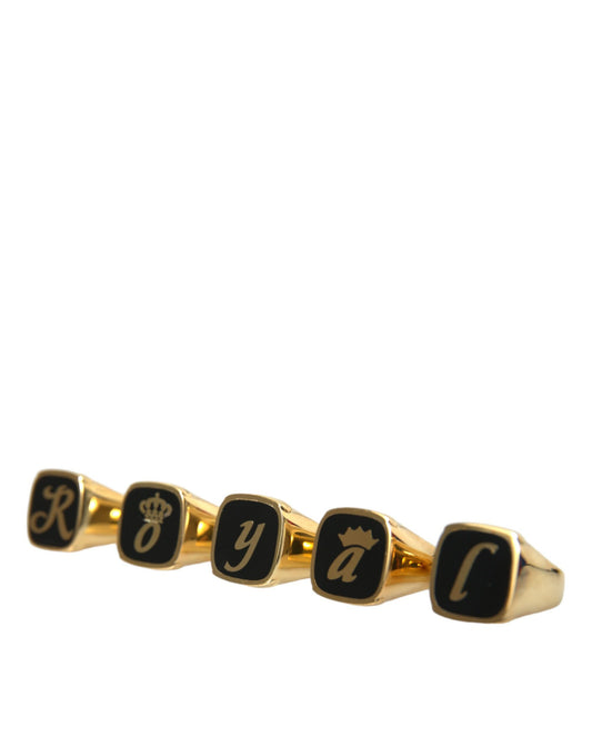 Dolce & Gabbana Gold Messing ROYAL Emaille Satz von 5 Ring