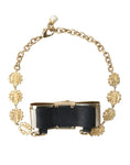 Bild in Galerie-Betrachter laden, Dolce & Gabbana Gold Messing Klar Kristall Bogen Kette Choker Halskette
