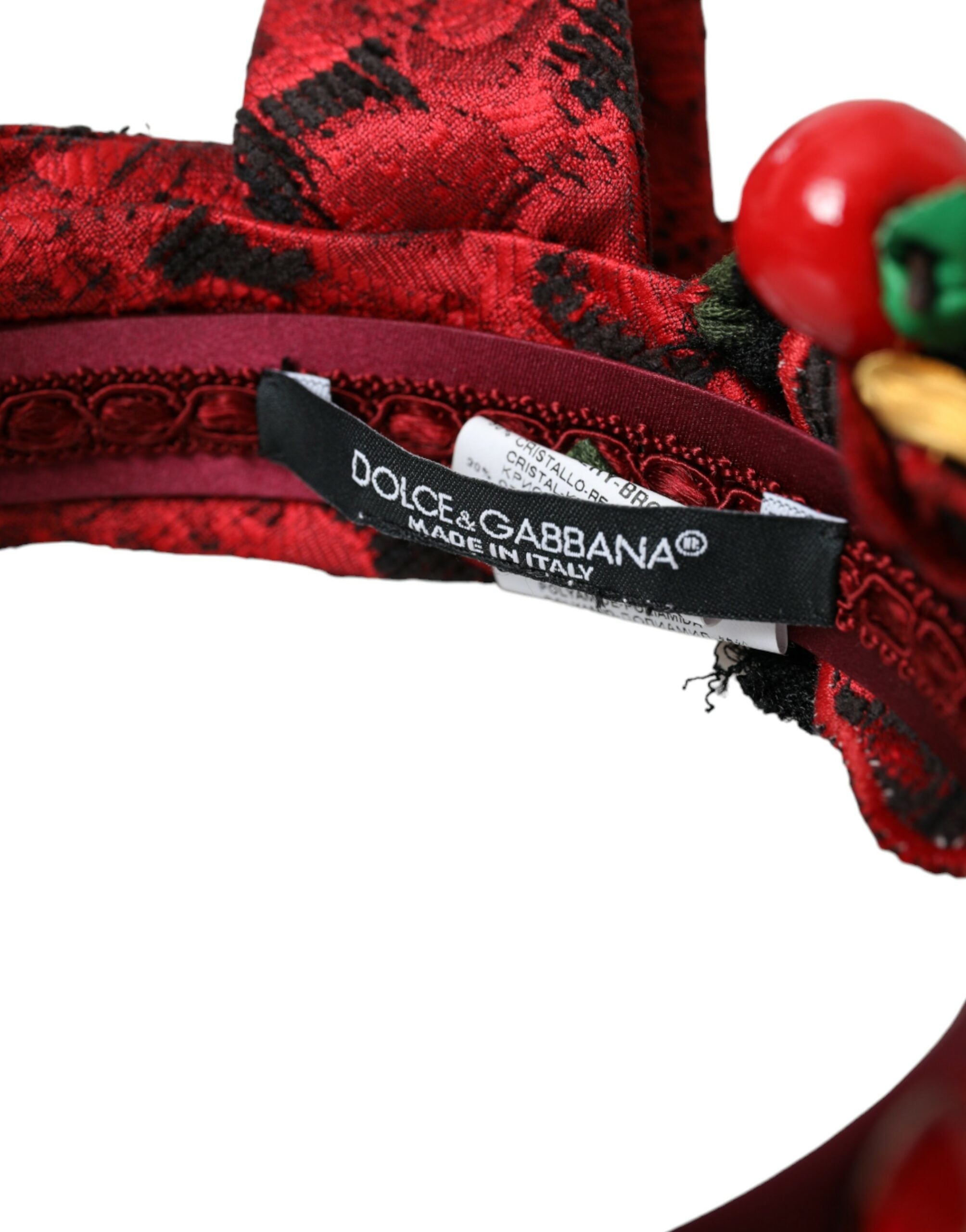 Dolce &amp; Gabbana Kırmızı Kiraz Sicilya Süslenmiş Kadın Saç Bandı Taç