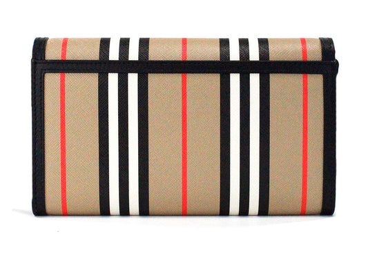 Burberry Hannah Icon Stripe Archive Schwarz E-Canvas Leder Geldbörse Crossbody Tasche