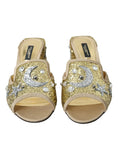 Load image into Gallery viewer, Dolce & Gabbana Gold Pailletten Leder Heels Sandalen Schuhe
