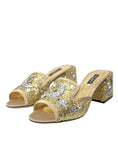 Load image into Gallery viewer, Dolce & Gabbana Gold Pailletten Leder Heels Sandalen Schuhe
