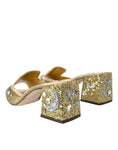 Load image into Gallery viewer, Dolce & Gabbana Gold Pailletten Leder Heels Sandalen Schuhe
