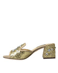 Load image into Gallery viewer, Dolce & Gabbana Gold Pailletten Leder Heels Sandalen Schuhe
