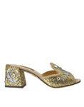 Load image into Gallery viewer, Dolce & Gabbana Gold Pailletten Leder Heels Sandalen Schuhe
