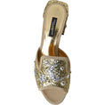 Load image into Gallery viewer, Dolce & Gabbana Gold Pailletten Leder Heels Sandalen Schuhe
