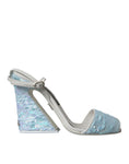 Load image into Gallery viewer, Dolce & Gabbana Hellblaue Pailletten Riemchensandalen Schuhe
