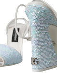 Load image into Gallery viewer, Dolce & Gabbana Hellblaue Pailletten Riemchensandalen Schuhe
