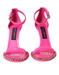 Load image into Gallery viewer, Dolce & Gabbana Rosa Leder Crystal Heels Sandalen Schuhe
