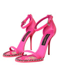 Load image into Gallery viewer, Dolce & Gabbana Rosa Leder Crystal Heels Sandalen Schuhe
