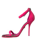 Load image into Gallery viewer, Dolce & Gabbana Rosa Leder Crystal Heels Sandalen Schuhe
