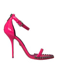 Load image into Gallery viewer, Dolce & Gabbana Rosa Leder Crystal Heels Sandalen Schuhe
