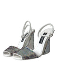 Load image into Gallery viewer, Dolce & Gabbana Weiß Silber Pailletten Riemchensandalen Schuhe
