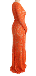 Load image into Gallery viewer, Dolce & Gabbana Elegant full length long sleeve sheath dress in orange
