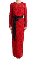 Load image into Gallery viewer, Dolce & Gabbana Elegant red sheath dress with silk bow belt
