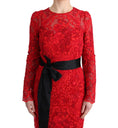 Load image into Gallery viewer, Dolce & Gabbana Elegant red sheath dress with silk bow belt
