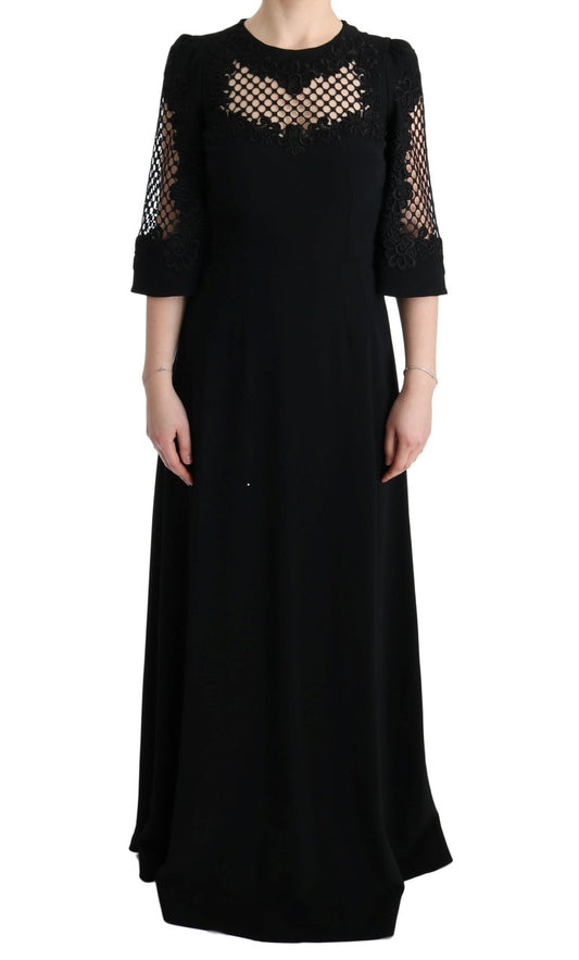 Dolce &amp; Gabbana Elegant Black Floral Maxi Dress