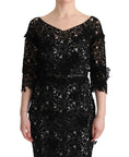 Load image into Gallery viewer, Dolce & Gabbana Elegant black maxi shift dress with floral appliqué
