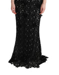 Load image into Gallery viewer, Dolce & Gabbana Elegant black maxi shift dress with floral appliqué
