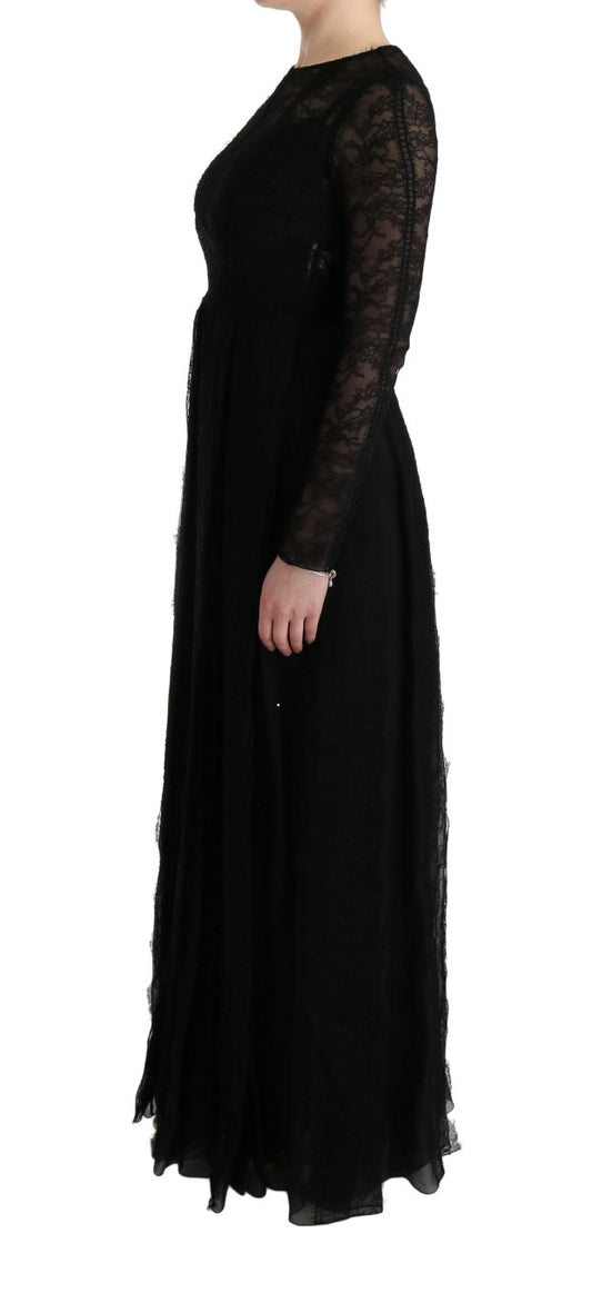 Dolce &amp; Gabbana Elegant black sheath dress with long sleeves