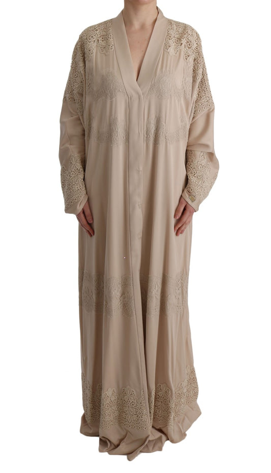 Dolce &amp; Gabbana Elegant Beige Cape Kaftan Dress