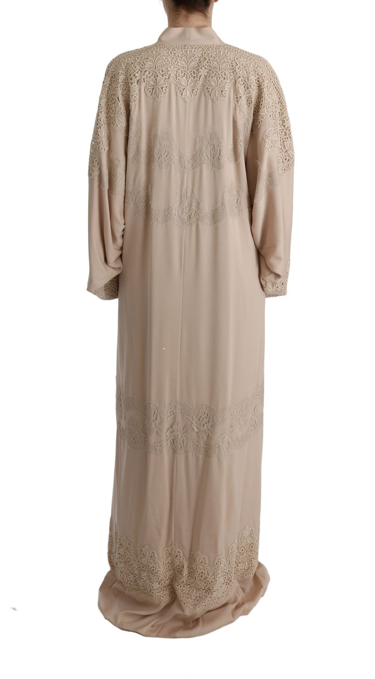 Dolce &amp; Gabbana Elegant Beige Cape Kaftan Dress