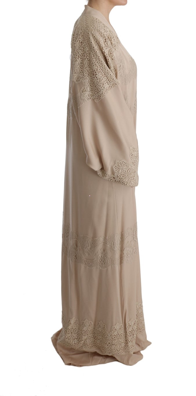 Dolce &amp; Gabbana Elegant Beige Cape Kaftan Dress