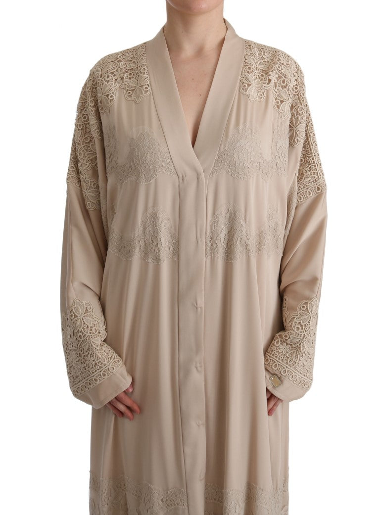 Dolce &amp; Gabbana Elegant Beige Cape Kaftan Dress