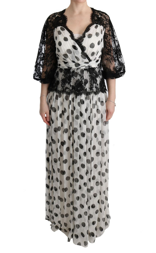 Dolce &amp; Gabbana Elegant polka dot floor length dress