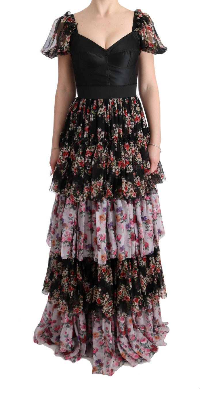 Dolce &amp; Gabbana Elegant floral shift dress in multicolored silk blend