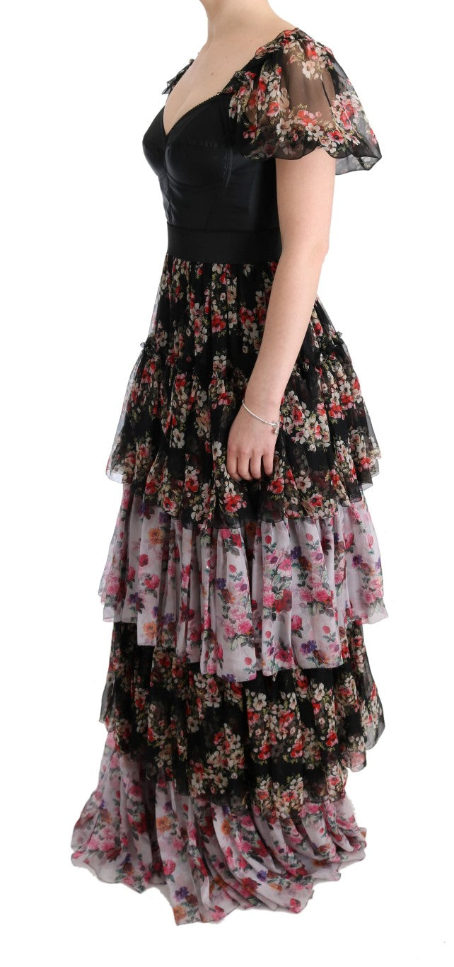 Dolce &amp; Gabbana Elegant floral shift dress in multicolored silk blend